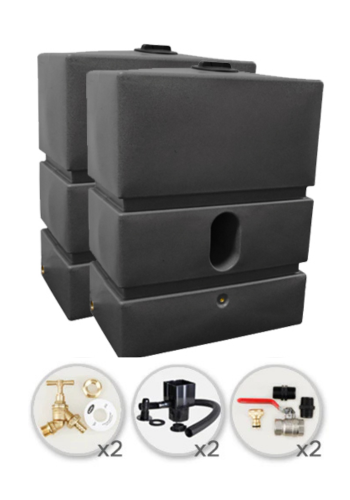 1200 Litre Water Butt Twin Pack Solo - Millstone